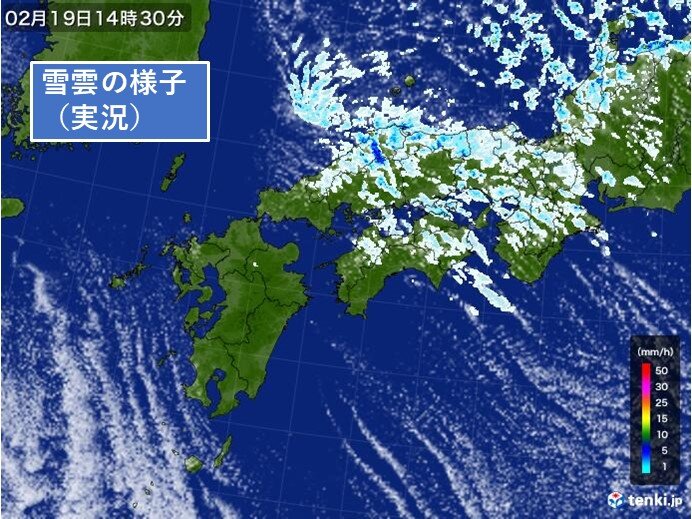 明日20日(木)朝にかけては山陰の平地や山陽の内陸部でも積雪が増える