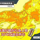 明日14日は京都など30℃に迫る暑さ　近畿は来週にかけてさらに暑く　熱中症対策を