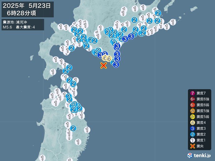 ここ1週間の地震回数　23日には北海道で最大震度4を観測
