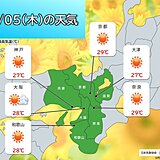 今日5日の近畿はカラッとした晴天　梅雨入り前の貴重な洗濯日和に　暑さには注意