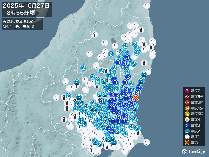 福島県、茨城県、栃木県で震度3の地震　津波の心配なし